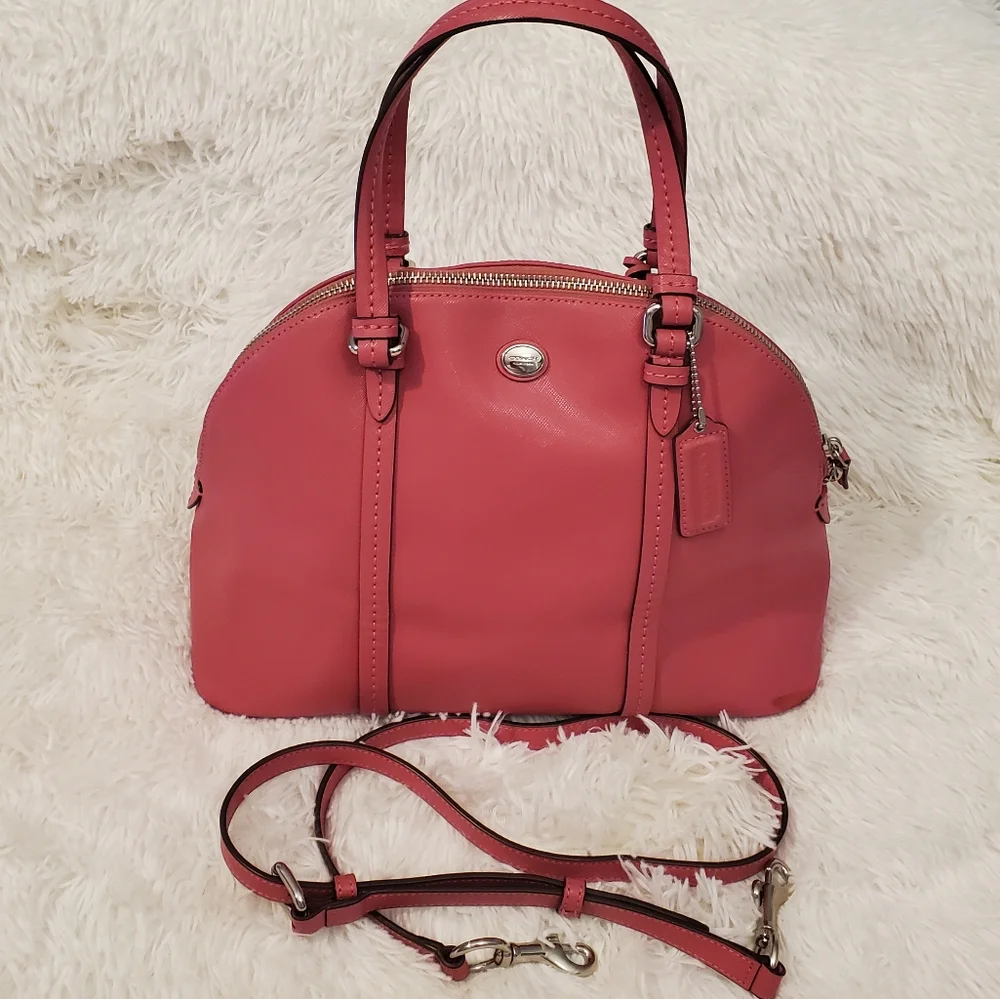 Coach Leather Cora Pink Dome Satchel 2-Way Bag